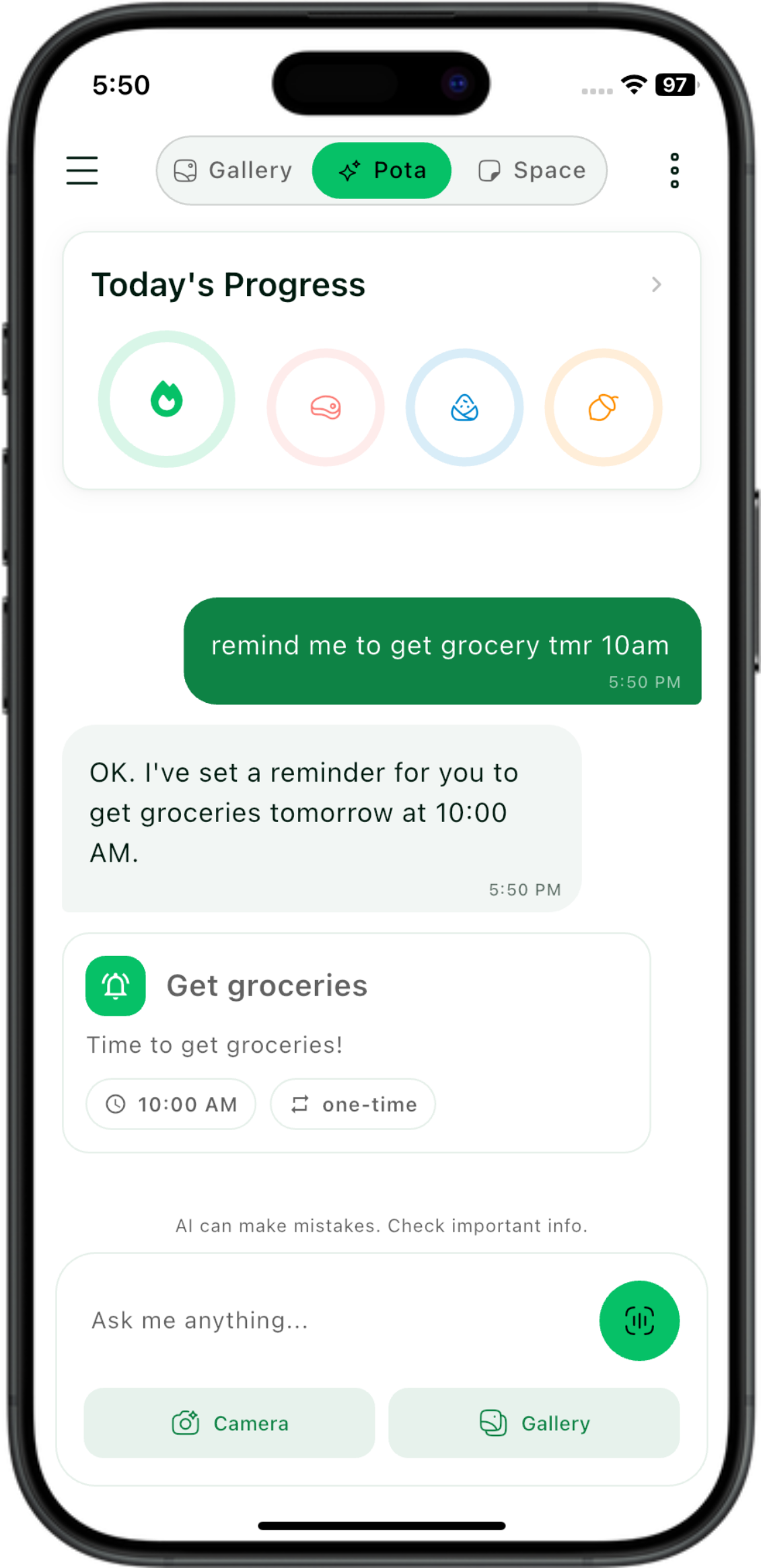 Set reminders with natural conversation