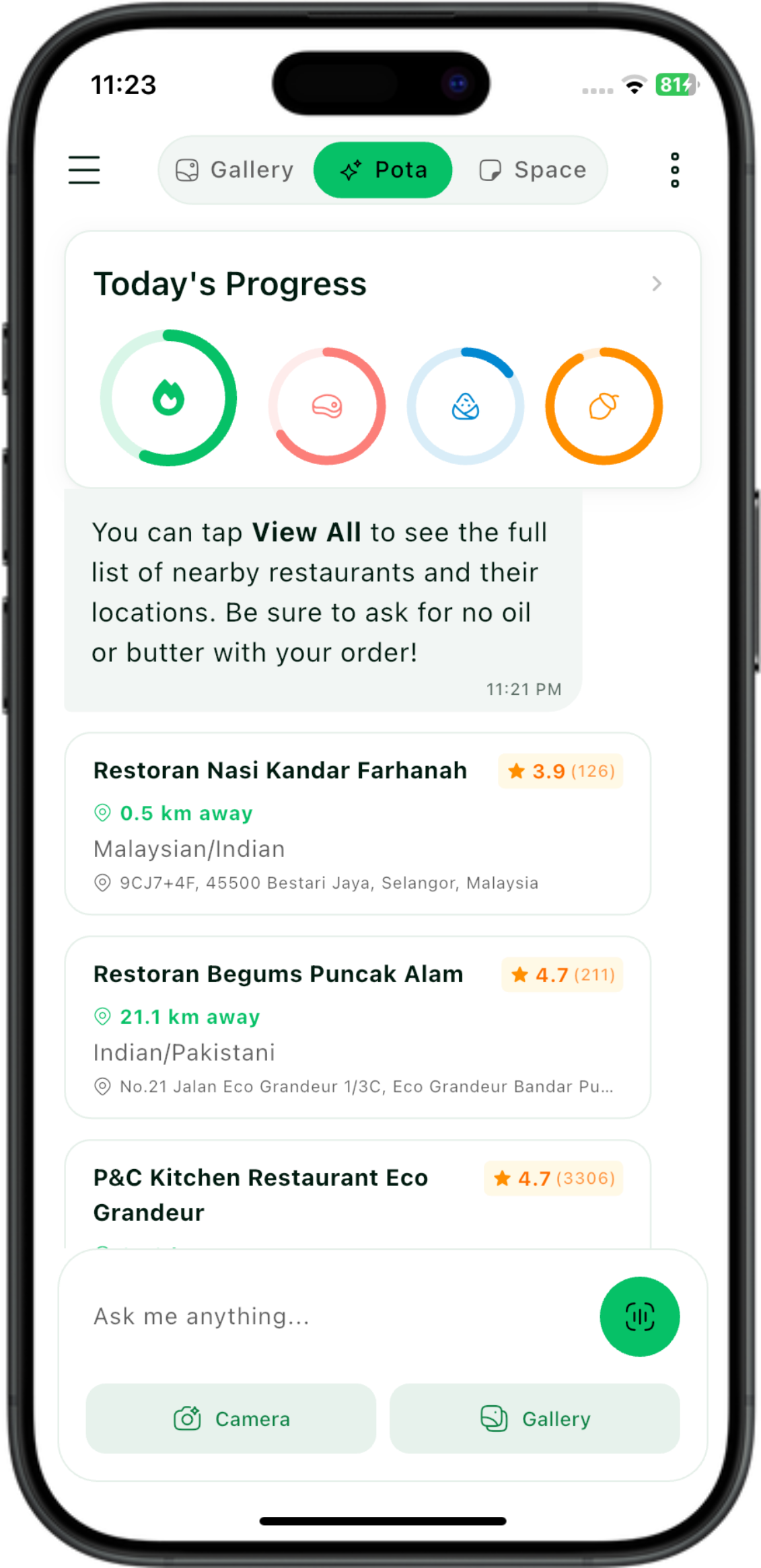 Find healthy restaurants near you with ratings and distance
